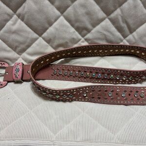 Pink Studded Women's Belt Size Large, around 38 inches if I measured correctly.
